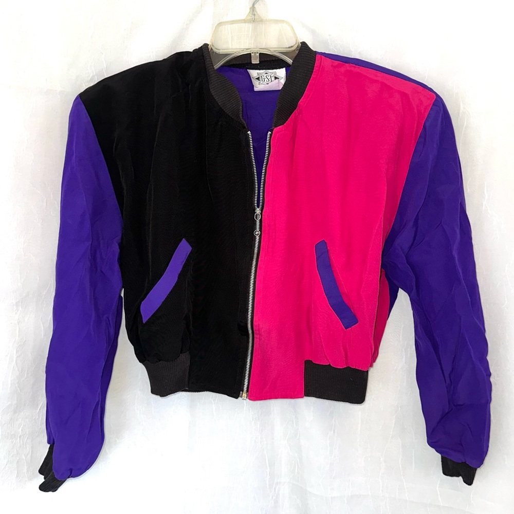 Retro Vintage Colorful Athletic Coat Crop Jacket Small